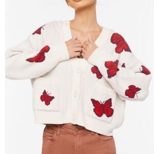 Forever 21 cream and red butterfly sweater. Size Small.